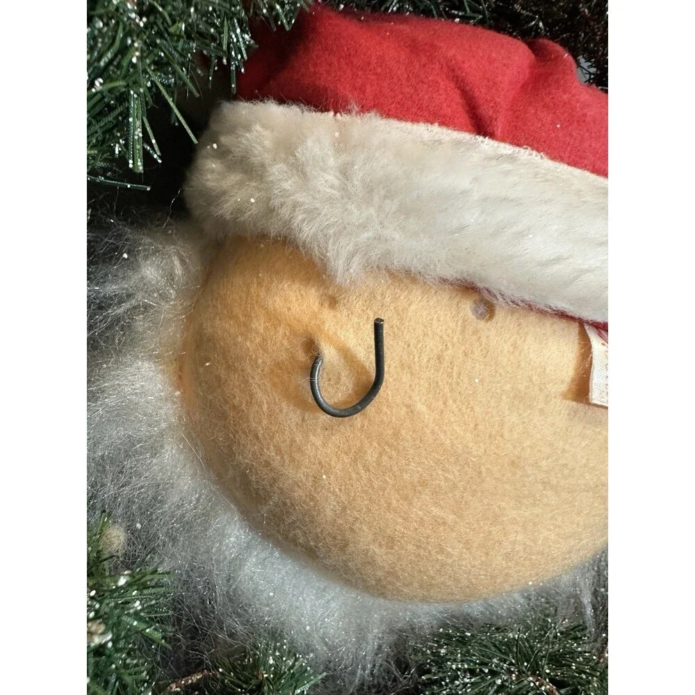 1970 Annalee Mobilitee Dolls Santa Christmas Wreath 16” Vintage Holiday Decor